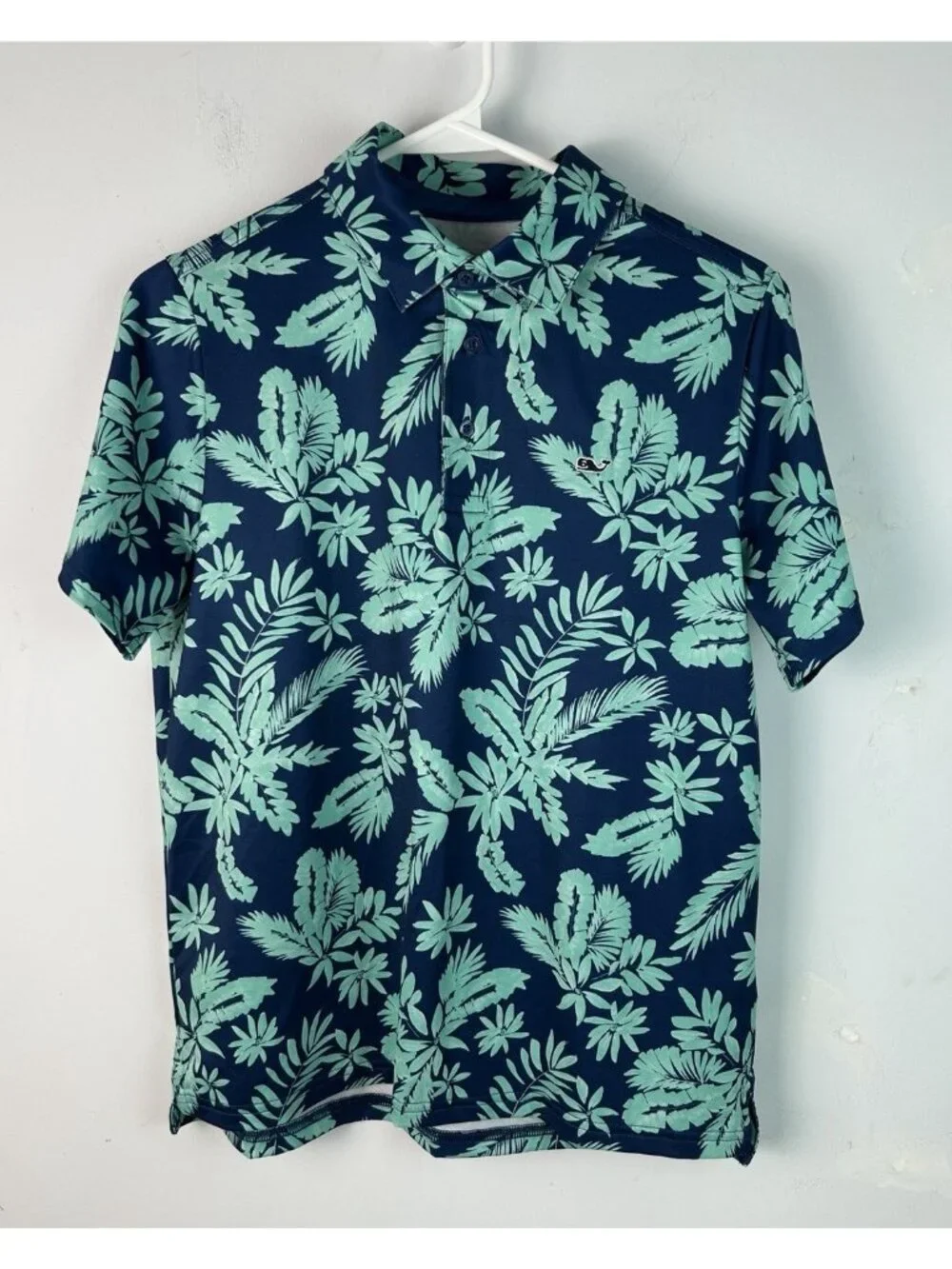 Vineyard Vines OTG Sankaty Polo Boys Size Large Floral AOP Blue Green